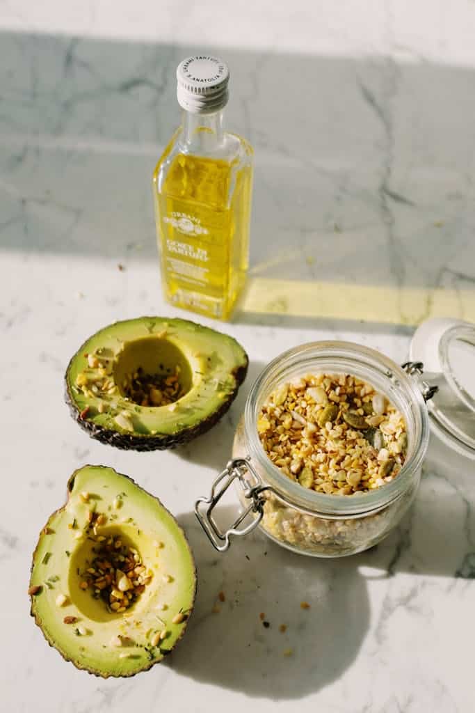 Healthy fats for testosterone including avocado olive oil and raw nuts